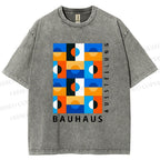 Unisex Bauhaus Square Printed Washed Tee