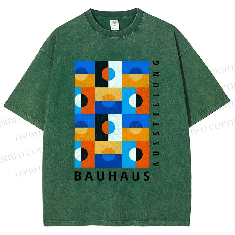 Unisex Bauhaus Square Printed Washed Tee