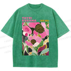 Unisex Yayoi Kusama Pink Flowers Printed Washed Tee