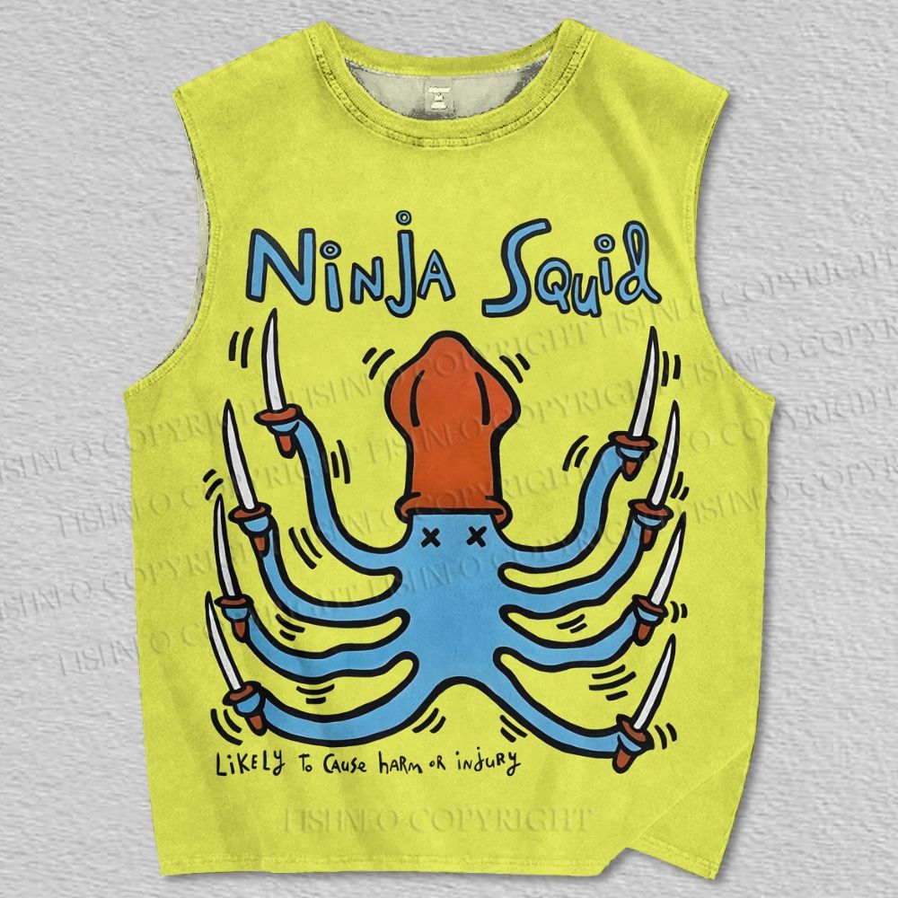 Unisex Pirate Squid Printed Tank Top