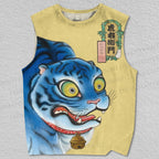 Unisex Torawemon Blue Tiger Printed Tank Top
