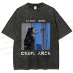 Unisex Go Away Human Mole Printed Washed Tee