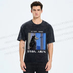 Unisex Go Away Human Mole Printed Washed Tee