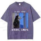 Unisex Go Away Human Mole Printed Washed Tee