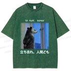 Unisex Go Away Human Mole Printed Washed Tee
