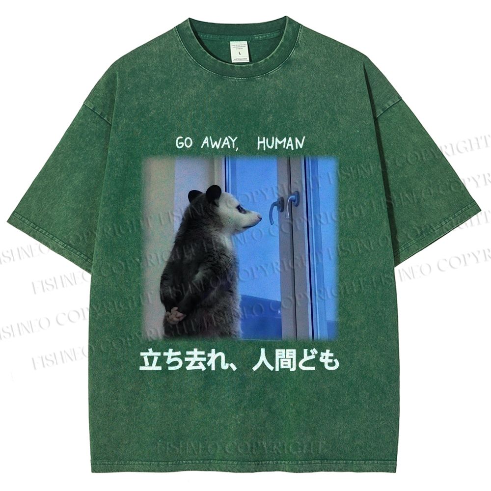 Unisex Go Away Human Mole Printed Washed Tee