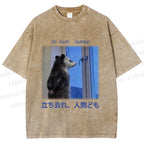 Unisex Go Away Human Mole Printed Washed Tee