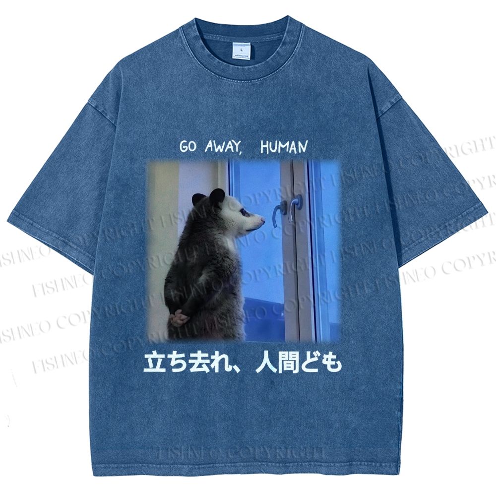 Unisex Go Away Human Mole Printed Washed Tee