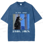 Unisex Go Away Human Mole Printed Washed Tee