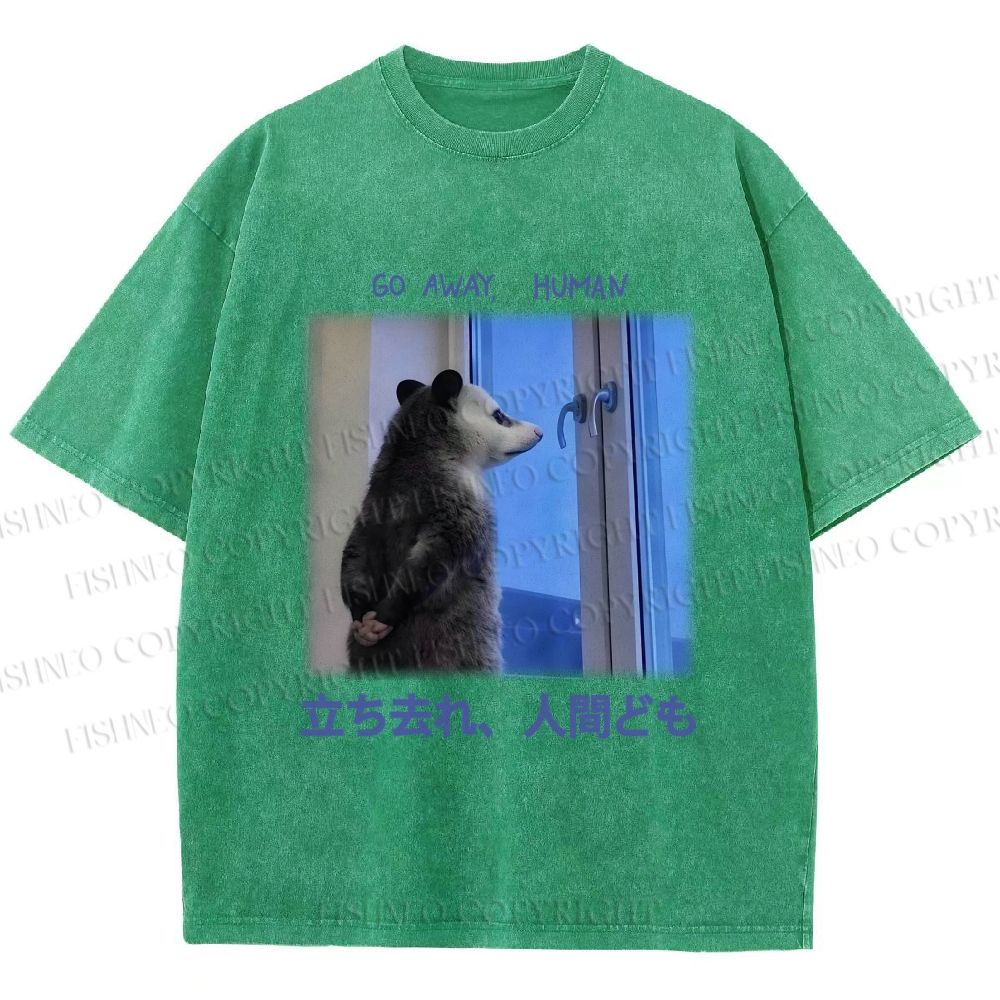 Unisex Go Away Human Mole Printed Washed Tee