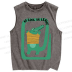 Unisex Be Cool Or Leave Crocodile Printed Washed Tank Top