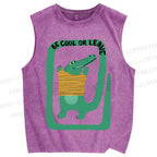 Unisex Be Cool Or Leave Crocodile Printed Washed Tank Top