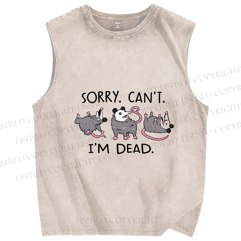 Unisex I'm dead Printed Washed Tank Top