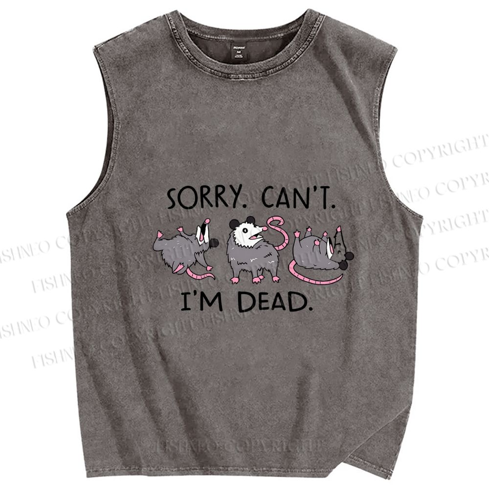Unisex I'm dead Printed Washed Tank Top