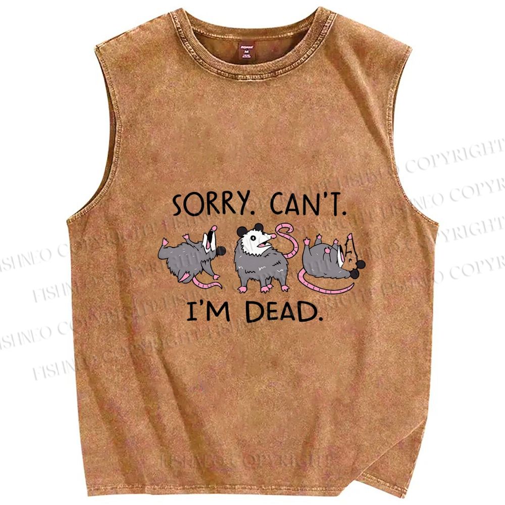 Unisex I'm dead Printed Washed Tank Top