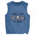 Unisex I'm dead Printed Washed Tank Top