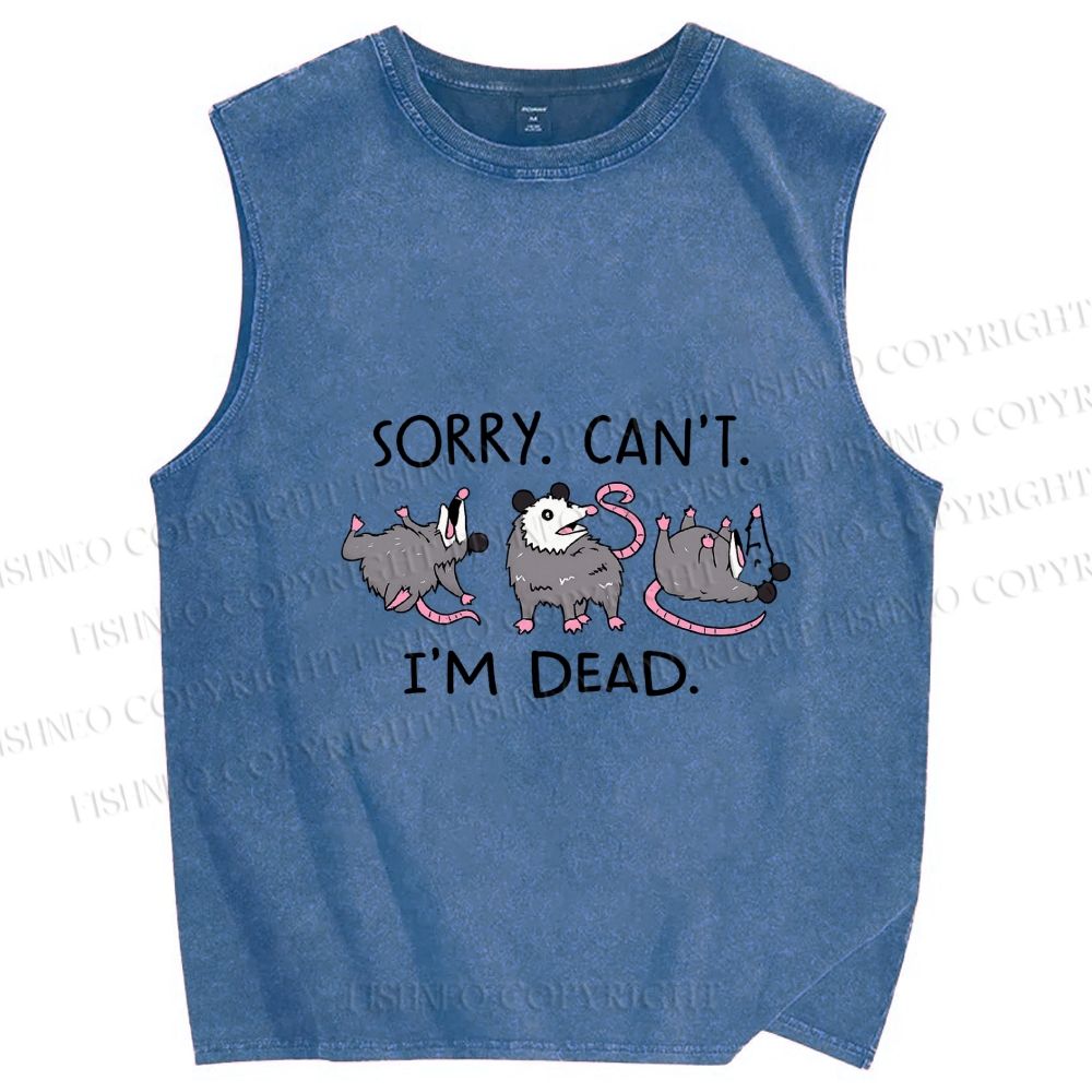 Unisex I'm dead Printed Washed Tank Top