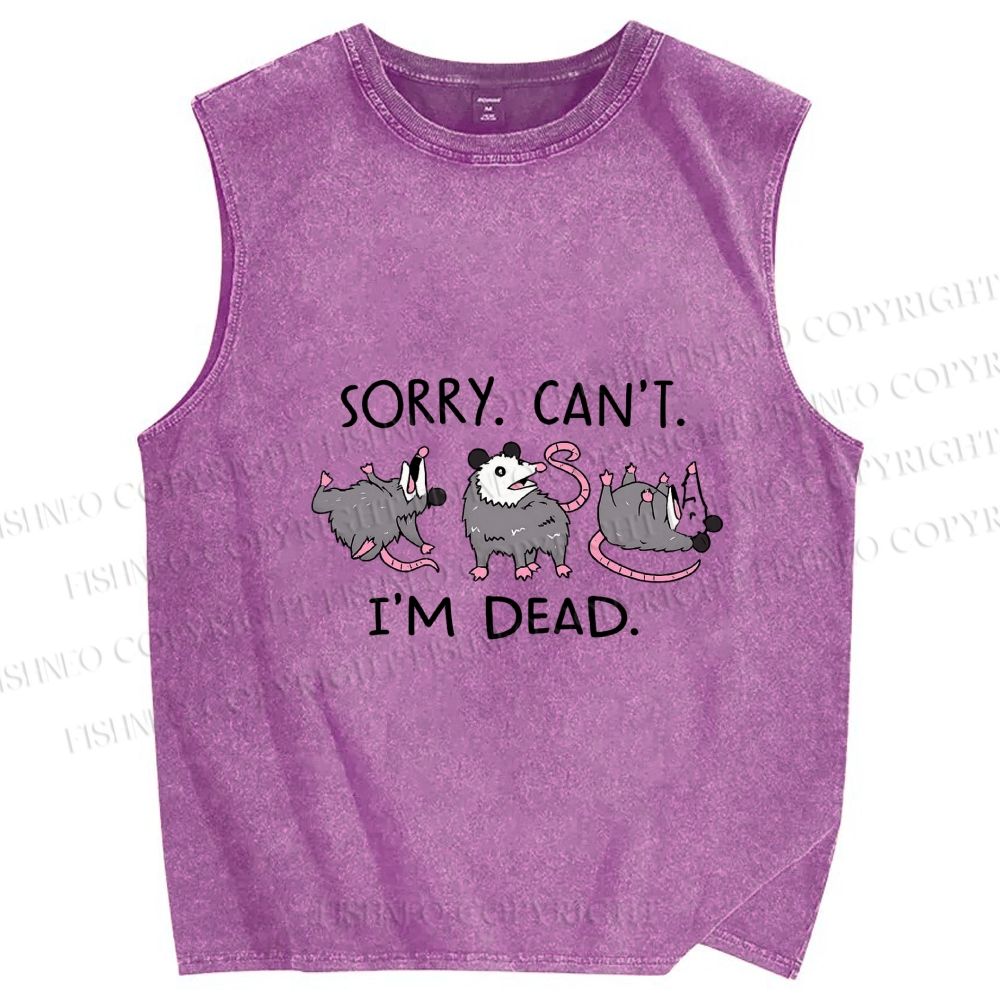 Unisex I'm dead Printed Washed Tank Top