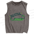 Unisex  Stay pretty Printed Washed Tank Top