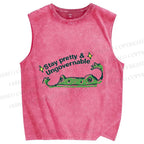 Unisex  Stay pretty Printed Washed Tank Top