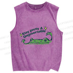 Unisex  Stay pretty Printed Washed Tank Top
