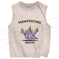 Unisex manifesting snacks Printed Washed Tank Top