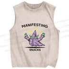 Unisex manifesting snacks Printed Washed Tank Top
