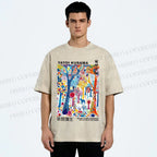 Unisex Yayoi Kusama Multicolor Wood Printed Washed Tee