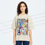 Unisex Yayoi Kusama Multicolor Wood Printed Washed Tee