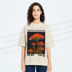 Unisex Yayoi Kusama Red Mushroom Printed Washed Tee