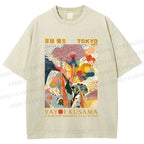 Unisex Yayoi Kusama Flowers Printed Washed Tee