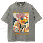 Unisex Yayoi Kusama Flowers Printed Washed Tee