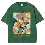 Unisex Yayoi Kusama Flowers Printed Washed Tee