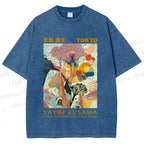 Unisex Yayoi Kusama Flowers Printed Washed Tee