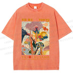 Unisex Yayoi Kusama Flowers Printed Washed Tee