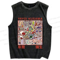 Unisex Yayoi Kusama Dots Graffiti Printed Washed Tank Top