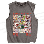 Unisex Yayoi Kusama Dots Graffiti Printed Washed Tank Top