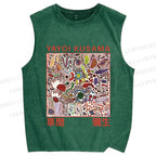 Unisex Yayoi Kusama Dots Graffiti Printed Washed Tank Top