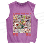 Unisex Yayoi Kusama Dots Graffiti Printed Washed Tank Top