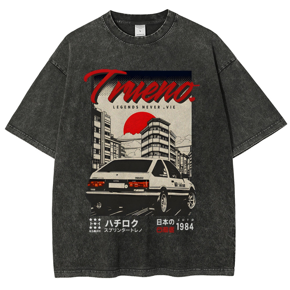 Retro Japanese Car Funny Vintage Washed T-shirt