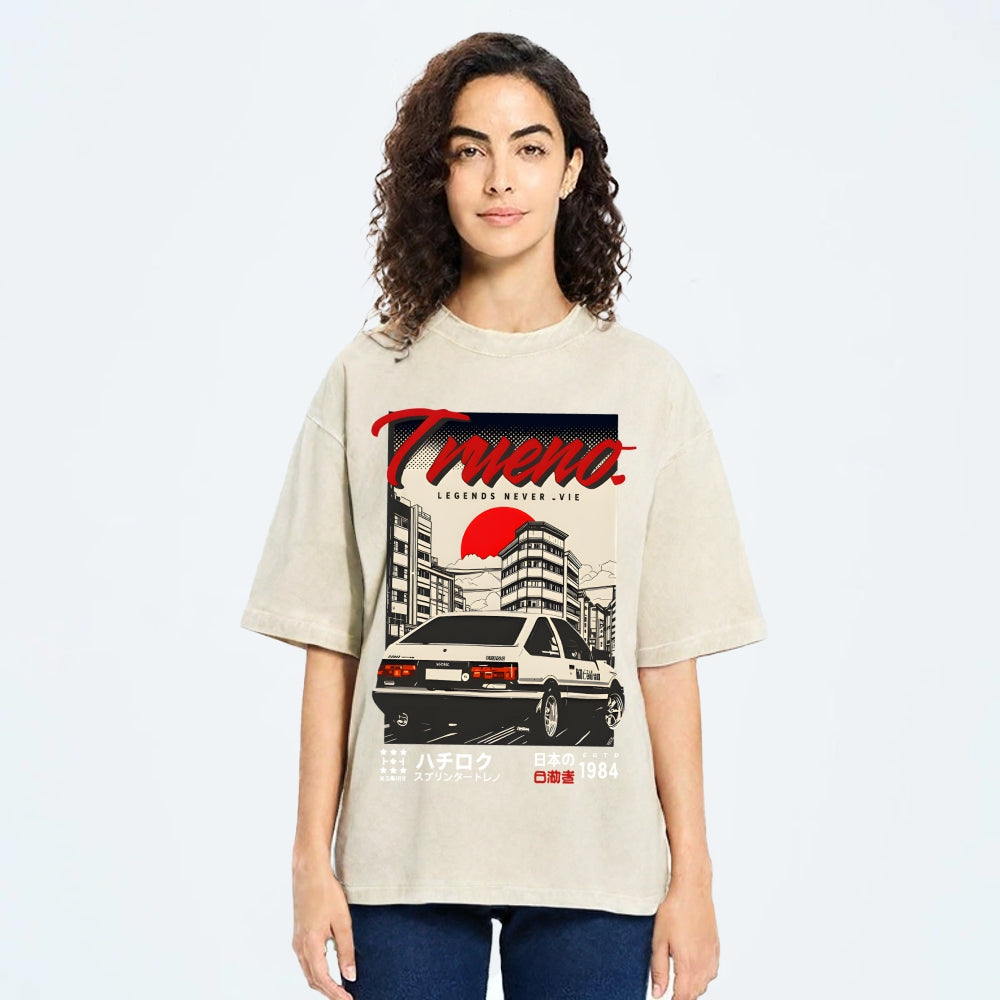 Retro Japanese Car Funny Vintage Washed T-shirt