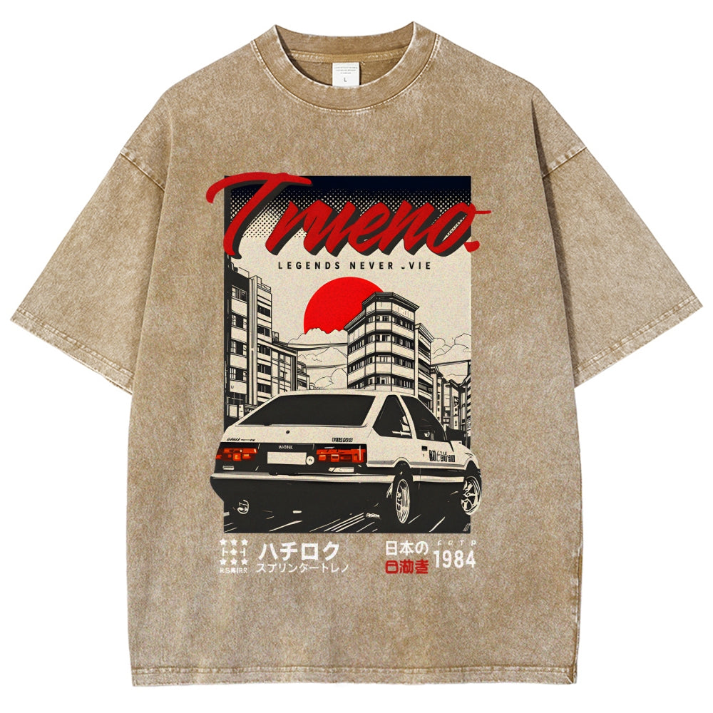 Retro Japanese Car Funny Vintage Washed T-shirt
