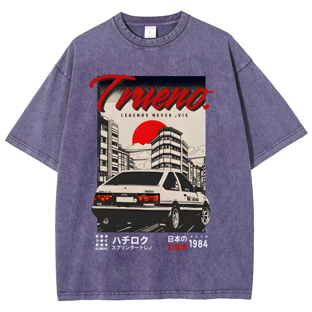 Retro Japanese Car Funny Vintage Washed T-shirt