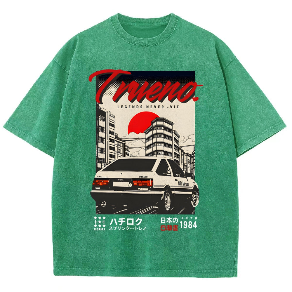 Retro Japanese Car Funny Vintage Washed T-shirt