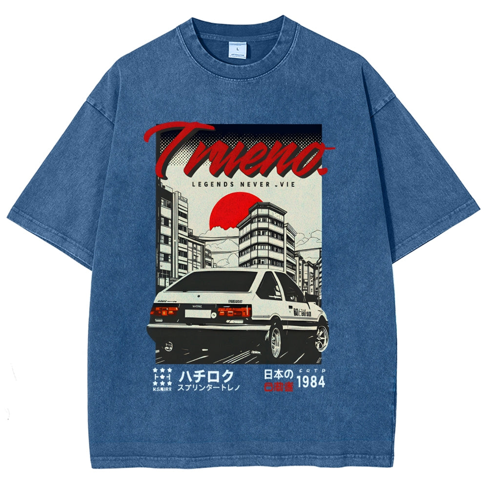 Retro Japanese Car Funny Vintage Washed T-shirt
