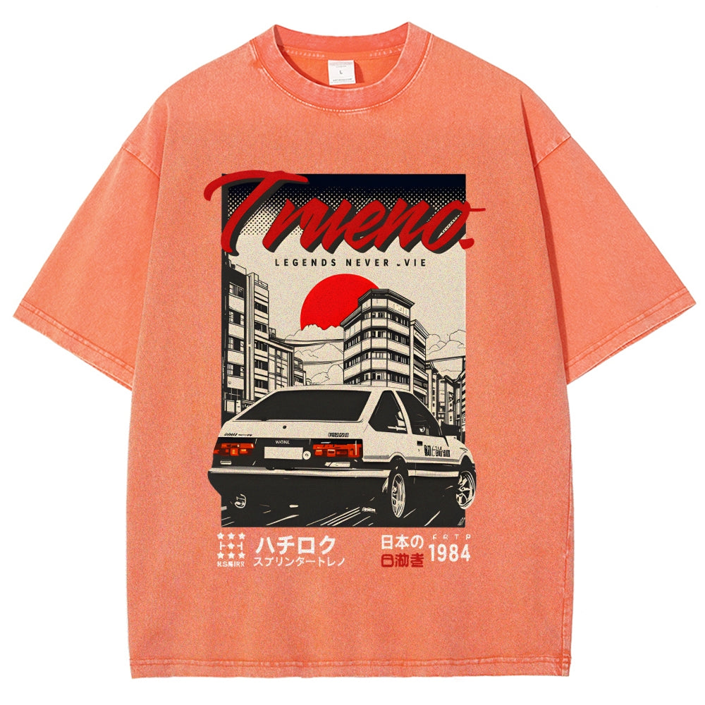 Retro Japanese Car Funny Vintage Washed T-shirt