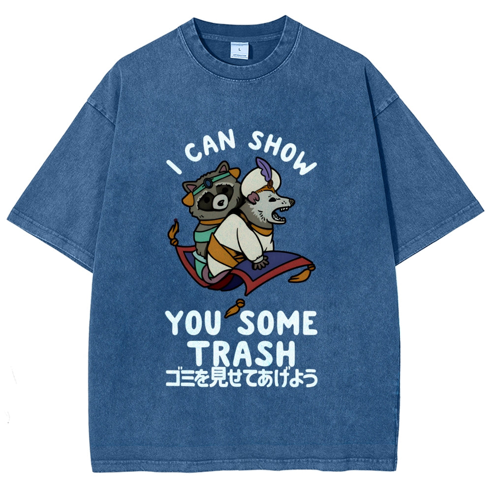 I Can Show You Some Trash Funny Raccoon & Opossum Vintage Washed T-shirt