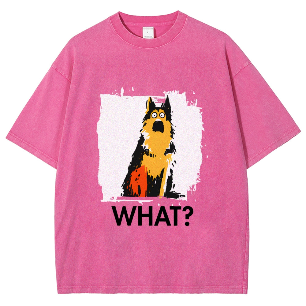 Unisex German Shepherd What Dog Printed Washed Tee