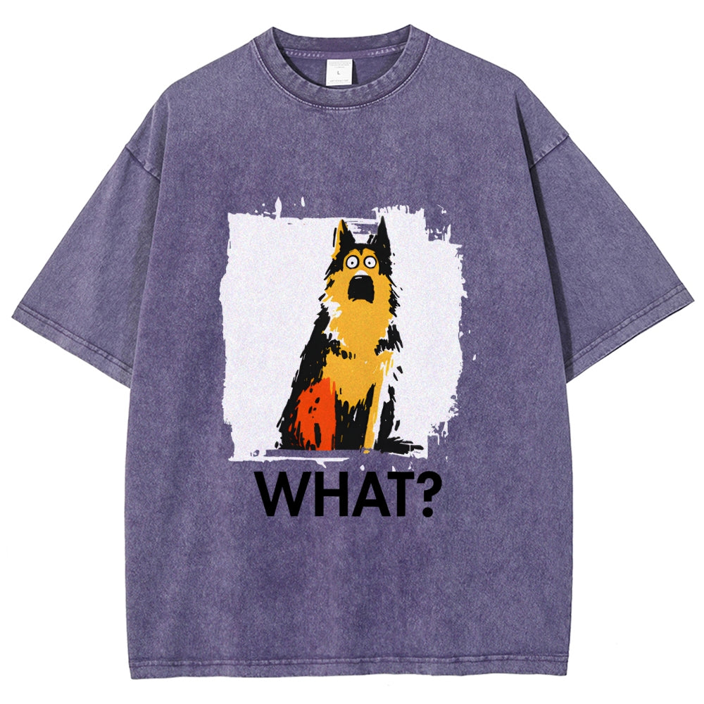 Unisex German Shepherd What Dog Printed Washed Tee