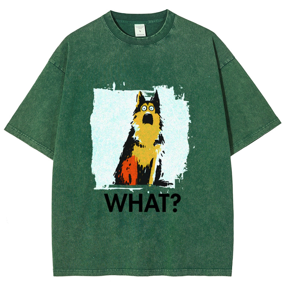 Unisex German Shepherd What Dog Printed Washed Tee